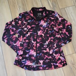 Barco One Floral Uniform Scrub Jacket Size M
